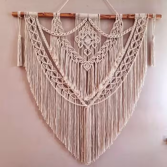 دیوارکوب مکرومه بافی مدل نگین الماس