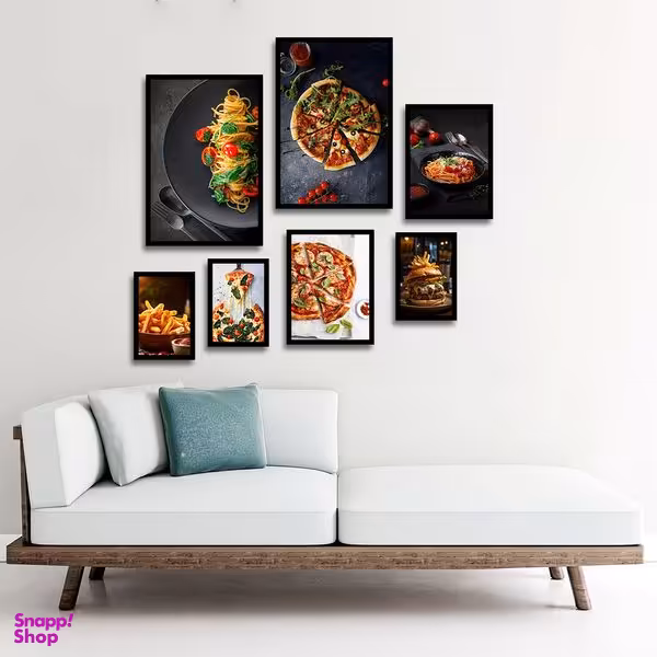 تابلو بکلیت طرح فست فود و پیتزا و اسپاگتی مدل B-1813 مجموعه 7 عددی