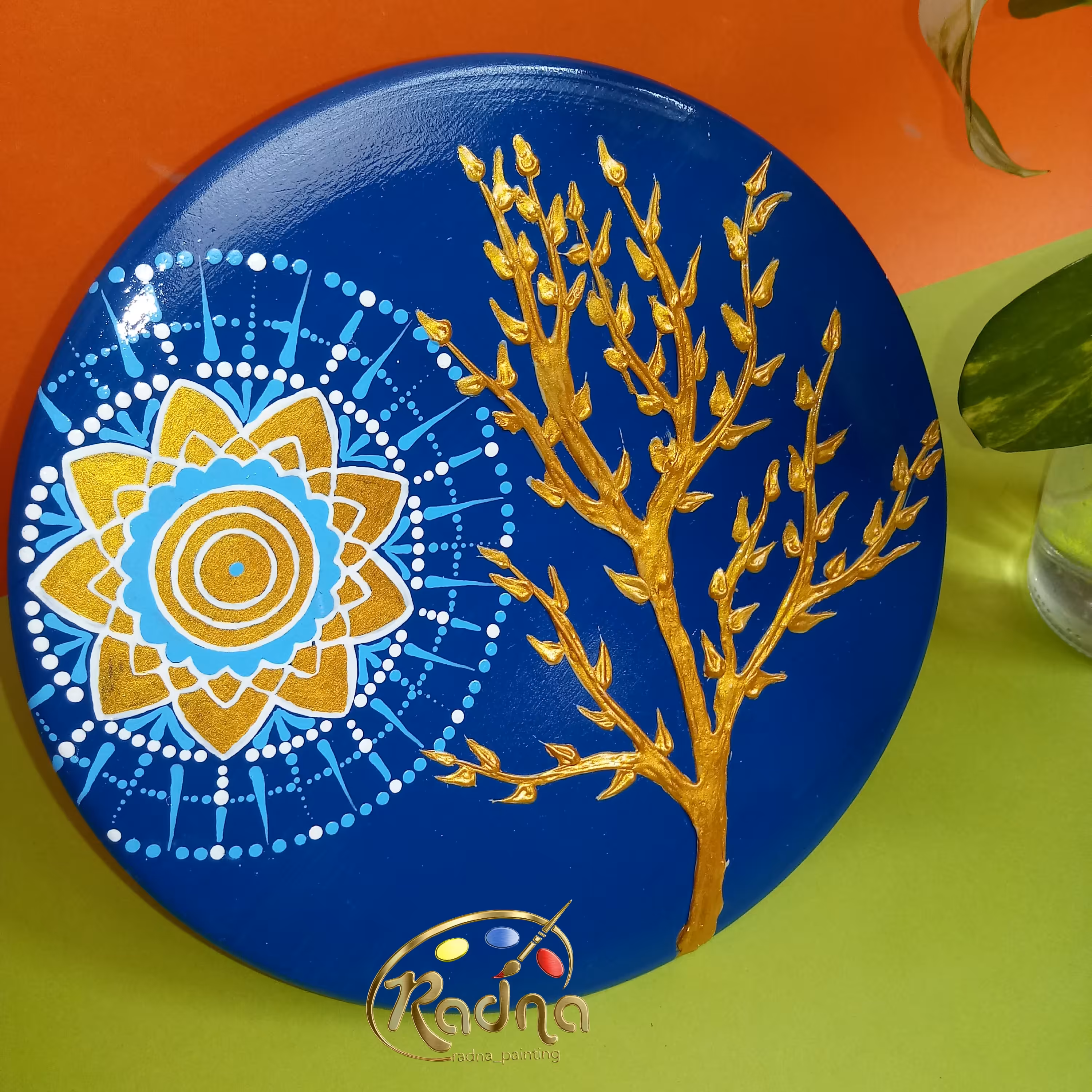 دیوارکوب سفالی درخت برجسته و ماندالا
