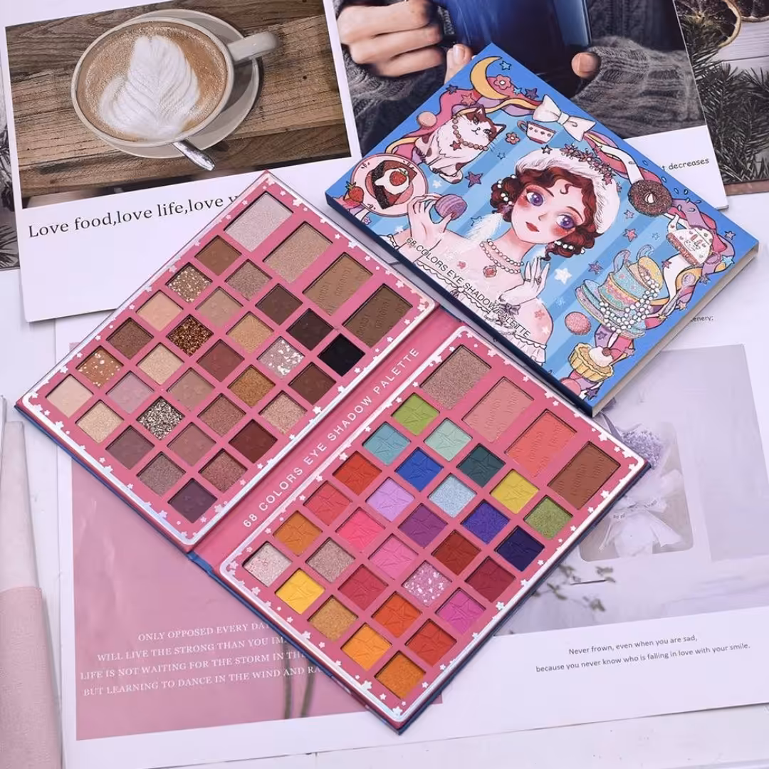 پالت سایه 68رنگ طرح دختر و گربه  IGOODCO  