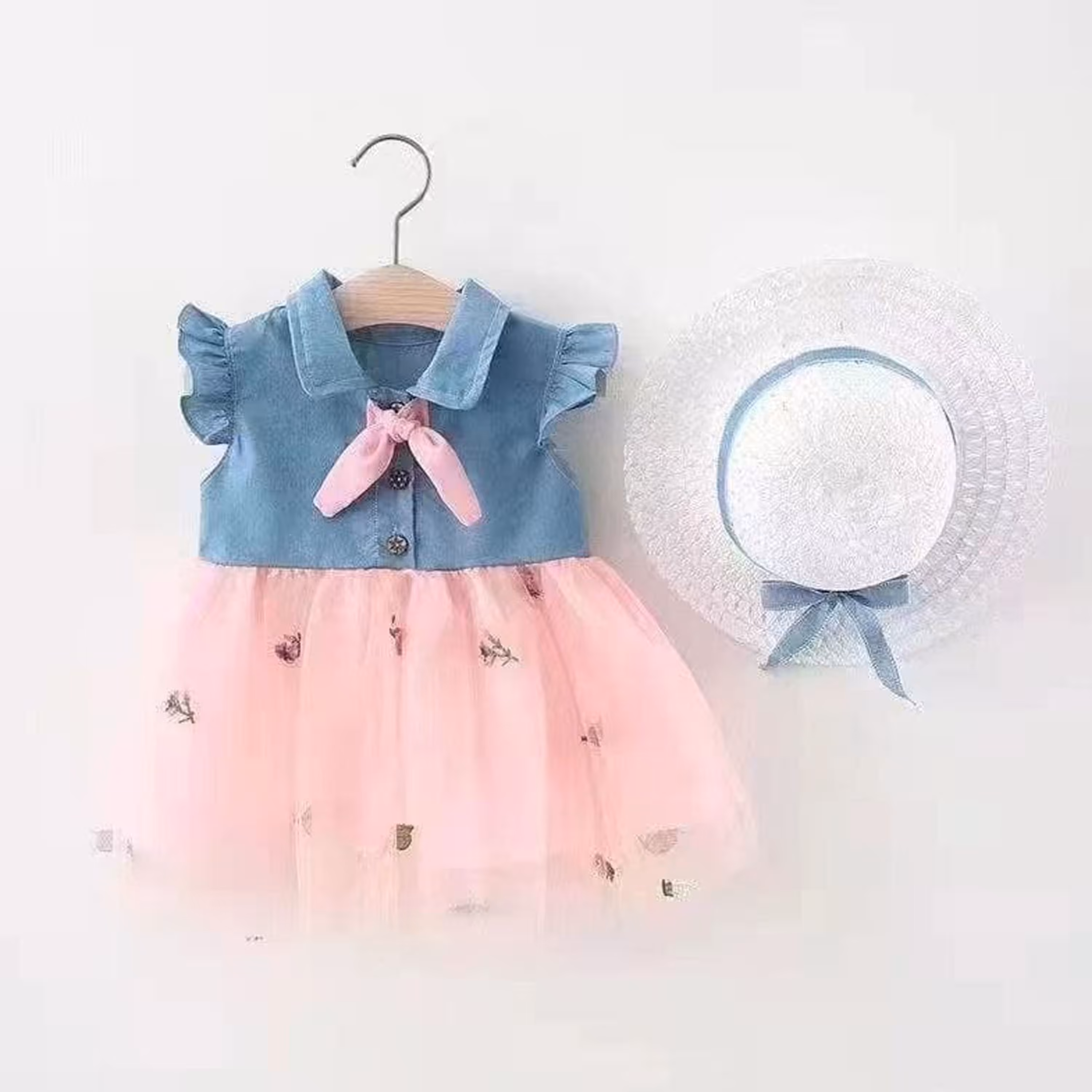 ست دو تیکه سارافون و کلاه دخترانه