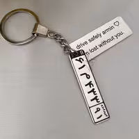 جاکلیدی استیل با تکه با پلاک متن و پلاک شماره ماشین 