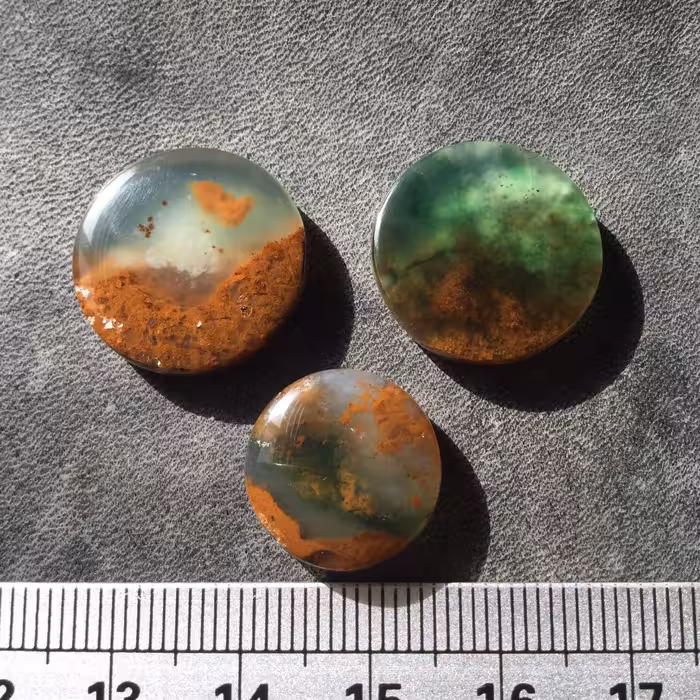 ست عقیق سبز طبیعی تراش گرد 