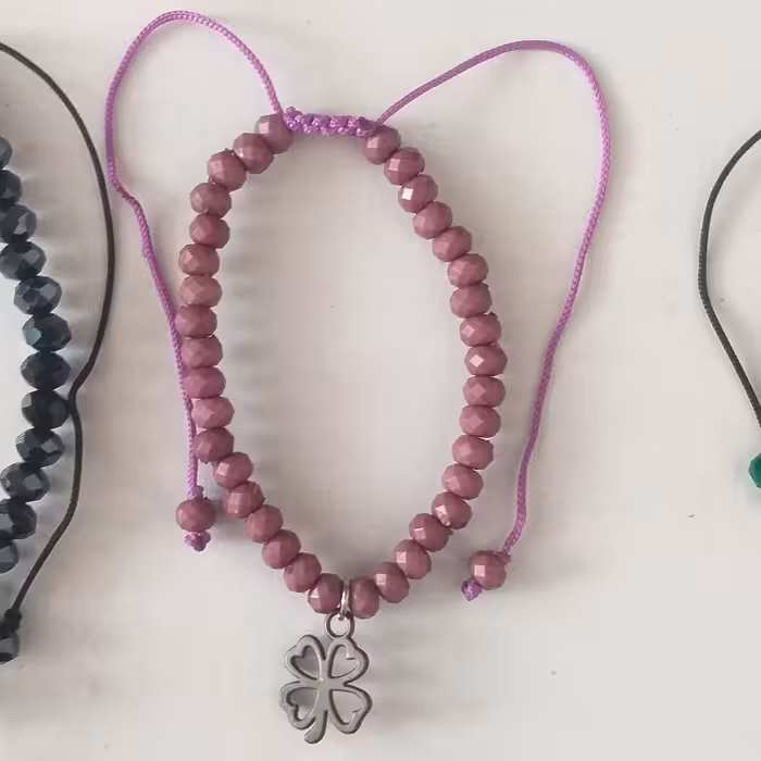 دستبند کشویی بنفش چهار برگ 