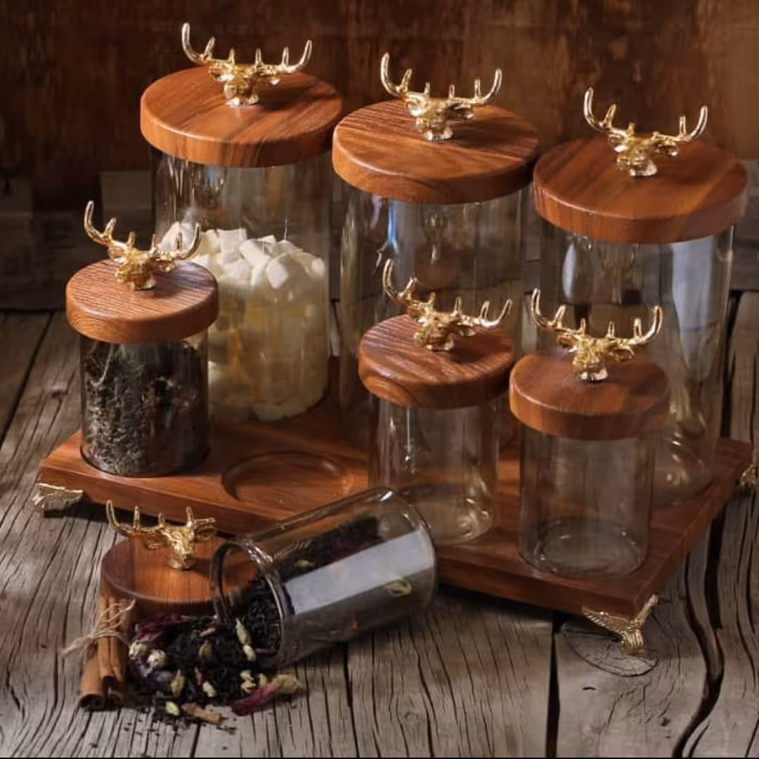 پاسماوری هفت پارچه بامبو سر گوزنی استند دار 