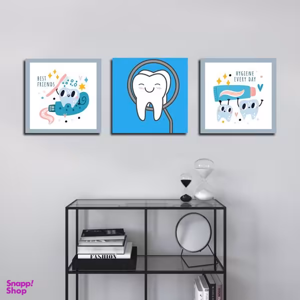 تابلو شاسی بکلیت طرح بهداشت دندان و دندانپزشکی مدل SH-1829 مجموعه 3 عددی