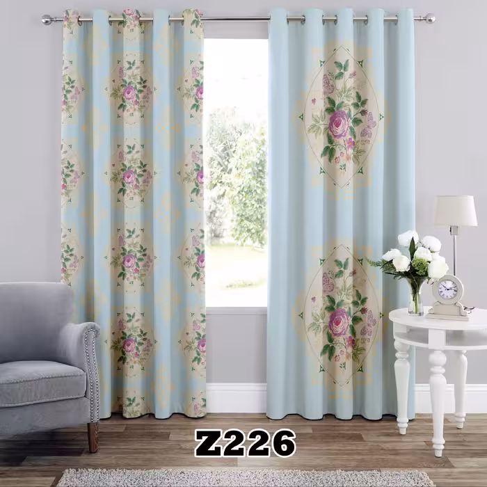 پرده چاپی طرح گل ریز کد Z226 تک قواره ارتفاع 300 عرض 140 سانت