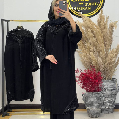 مانتو مجلسی شانتون درجه یک مدل نوشین - کد 382
