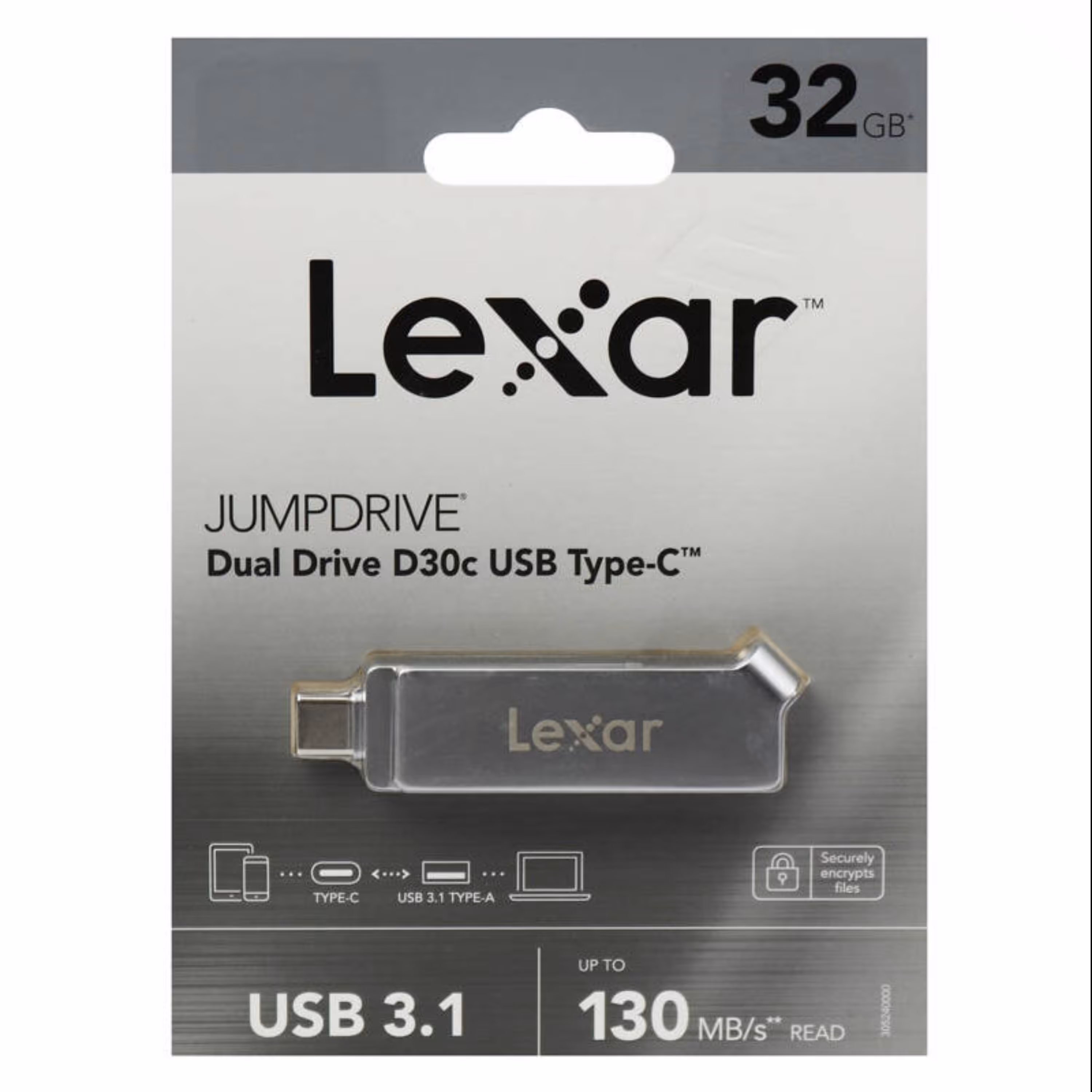فلش 32G Lexar D30C USB 3.1 Type c با گارانتی 36 ماهه