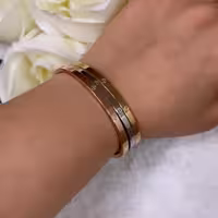 دستبند النگویی کارتیه با سه رنگ طلایی و رزگلد و نقره ای با آبکاری طلا