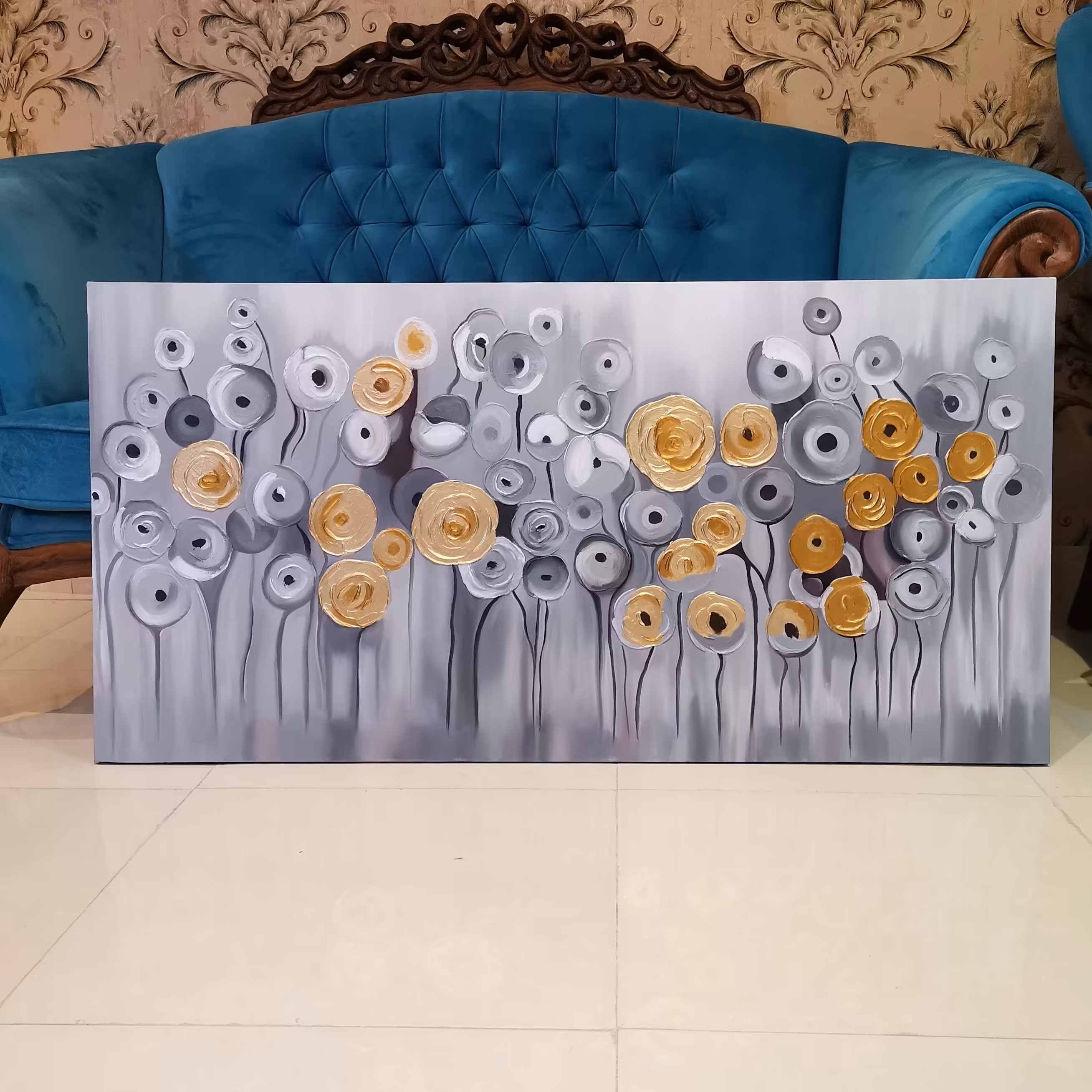 تابلو گل مدرن ابعاد 60 در 120 زمان آماده سازی 30 روز 