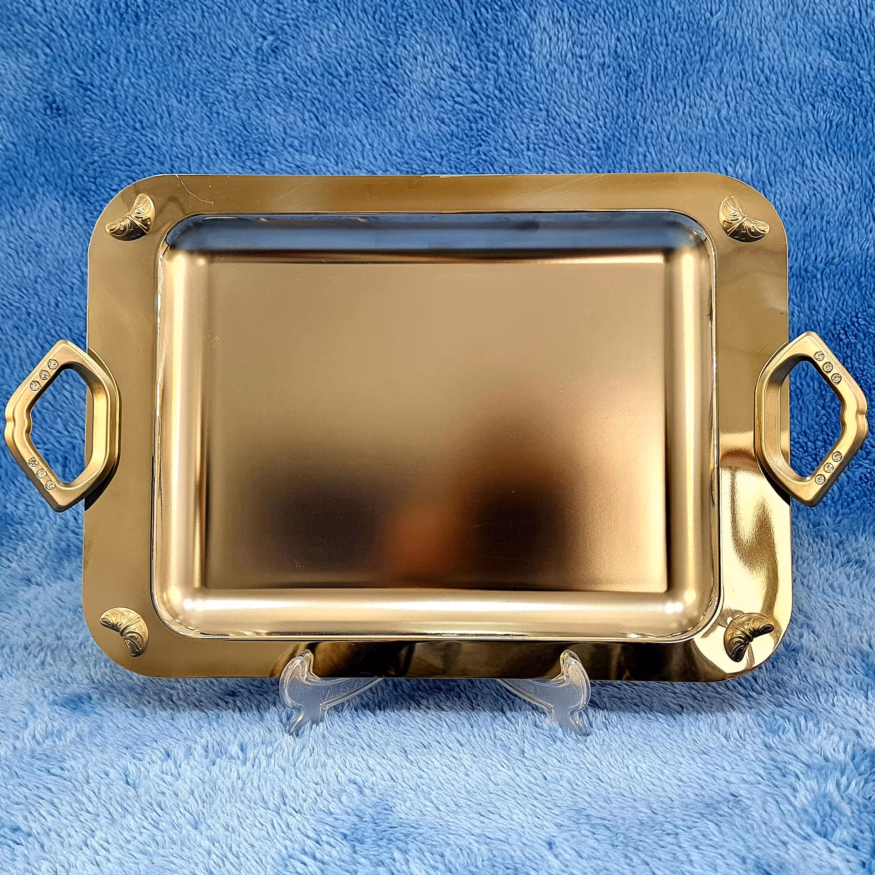 سینی مستطیل پایه دار ساده گل سرخ کد 3205 S