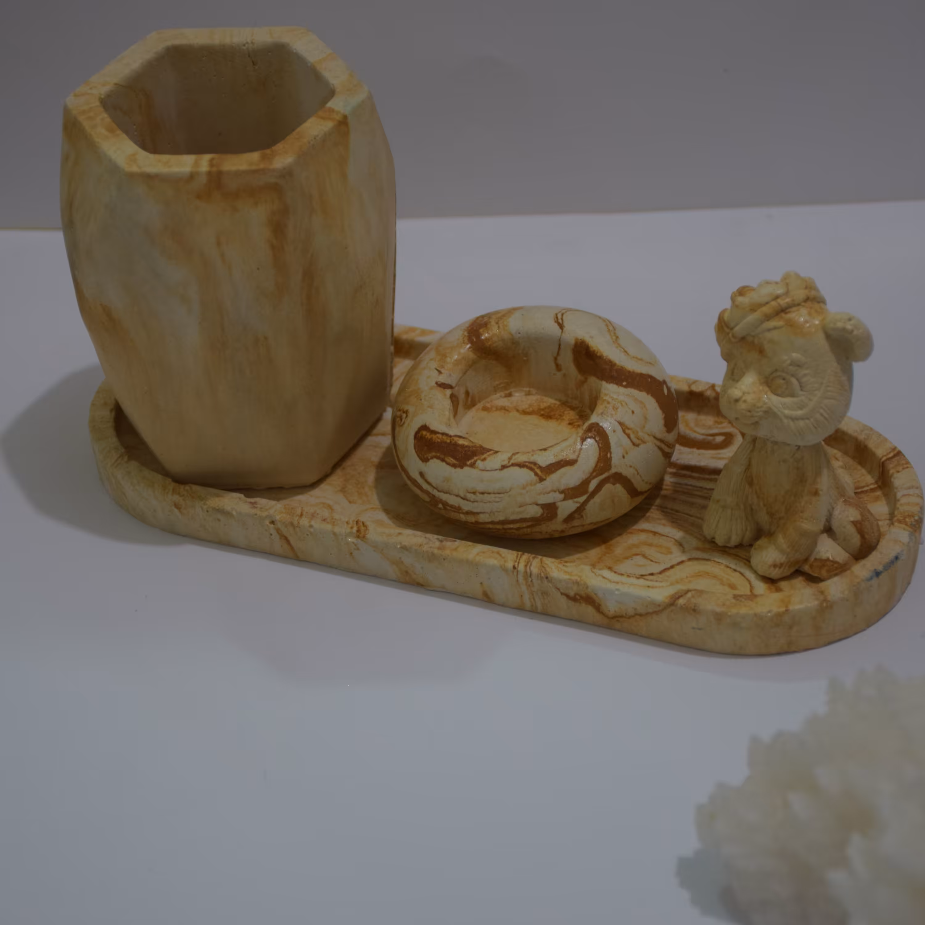 ست گلدان و وارمر سنگی