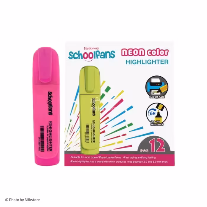 علامت زن(هایلایتر) تخت تک رنگ نئون اسکول فنس کد 92300