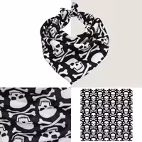 دستمال سر سفید مشکی طرح اسکلت مرگ