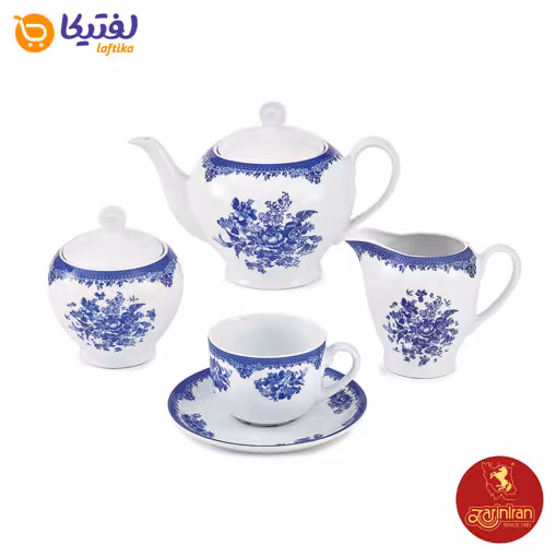 سرویس 17 پارچه چای خوری فلورانس سرمه ای چینی زرین ایتالیا اف