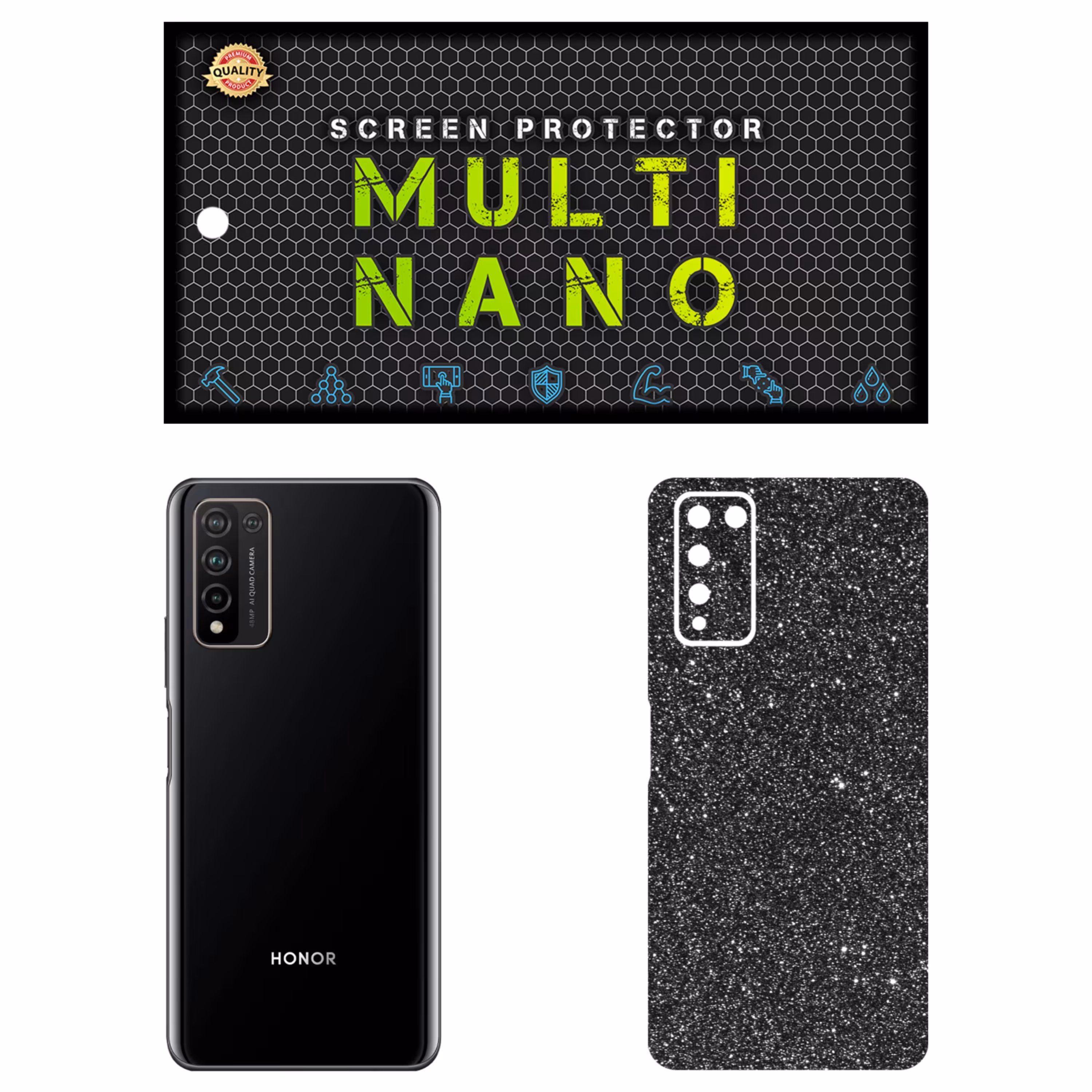 برچسب پوششی MultiNano مدل X-G1F-Gray برای پشت موبایل هوآوی Honor 10X Lite