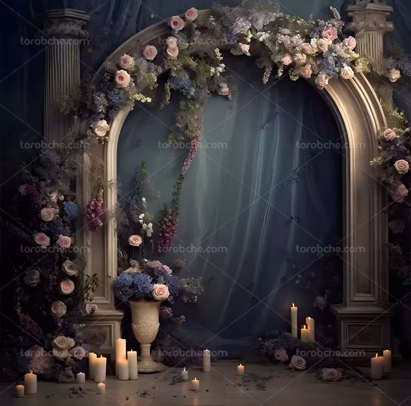 بک دراپ عکاسی گل و شمع | گرافیک با طعم تربچه