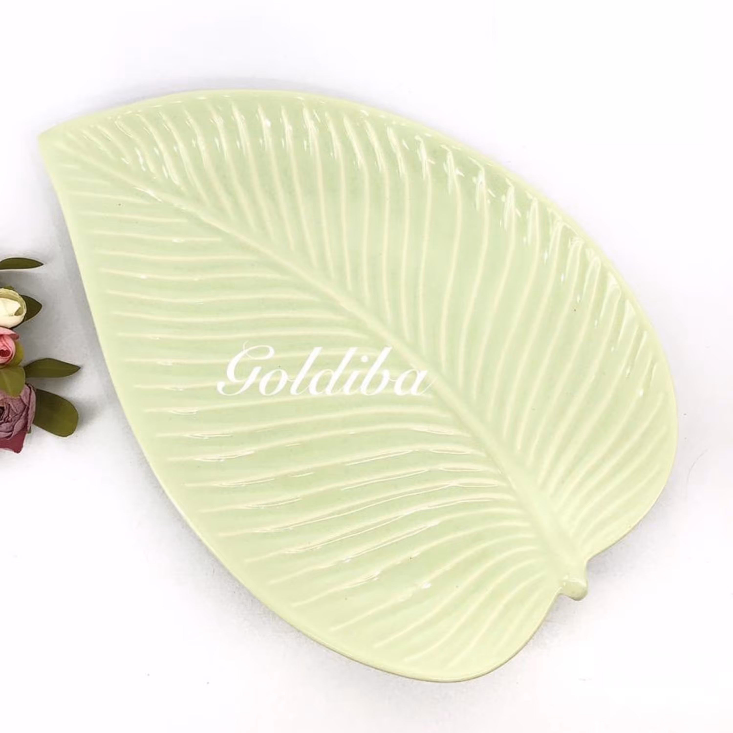 دیس تخت مدل برگی سبز رنگ