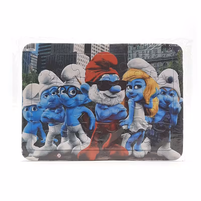 خرید پازل 24 تکه مقوایی پشت وایت برد طرح اسمورف ها برند Ice Berg