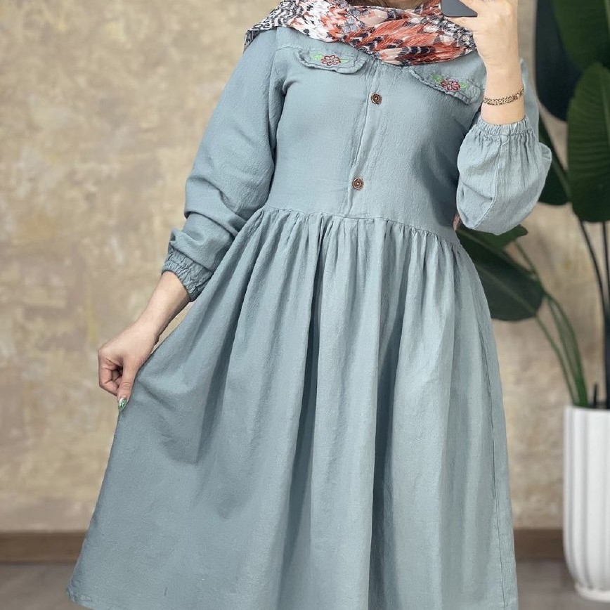 مانتو سینه گل الیاف طبیعی