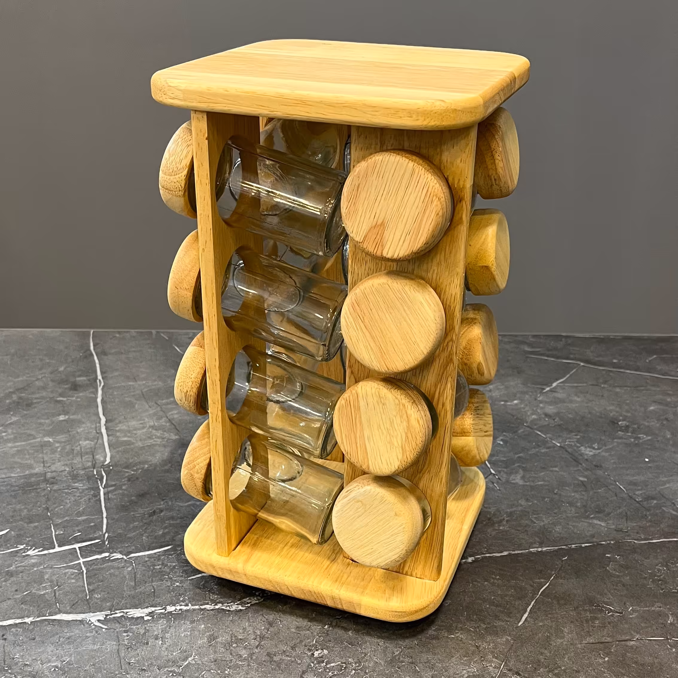 ست ادویه چوبی 16 تایی گردان