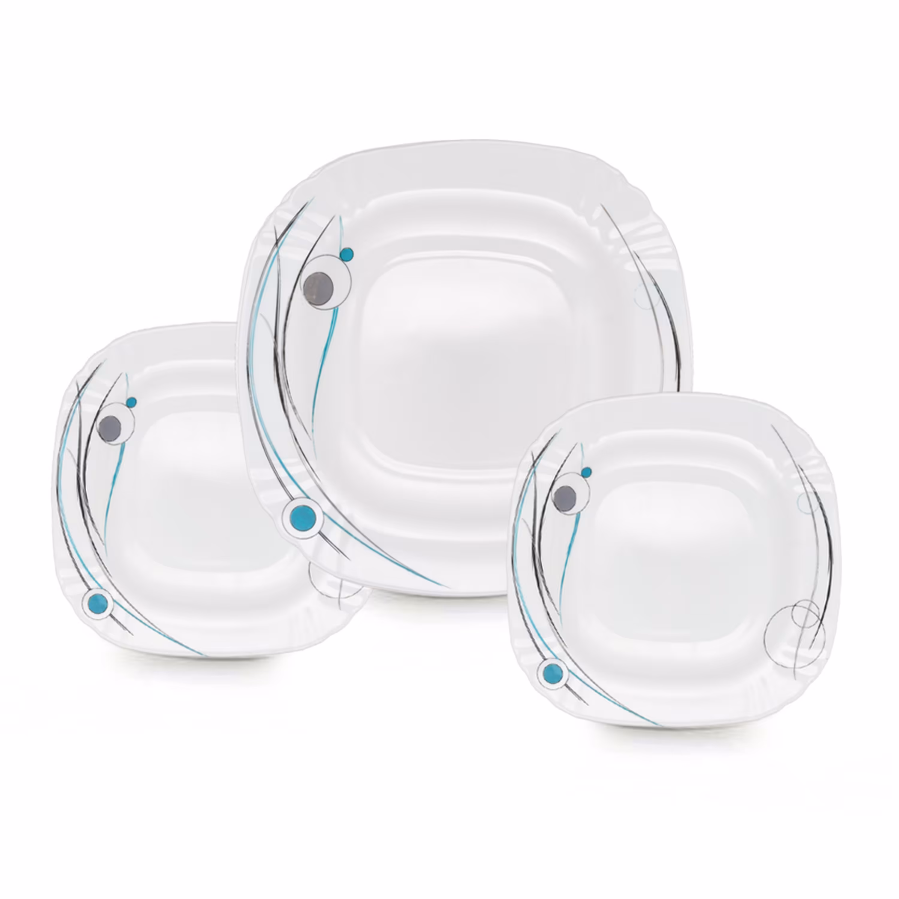 ست کیک خوری 7 پارچه طرح ملینا آبی مربع