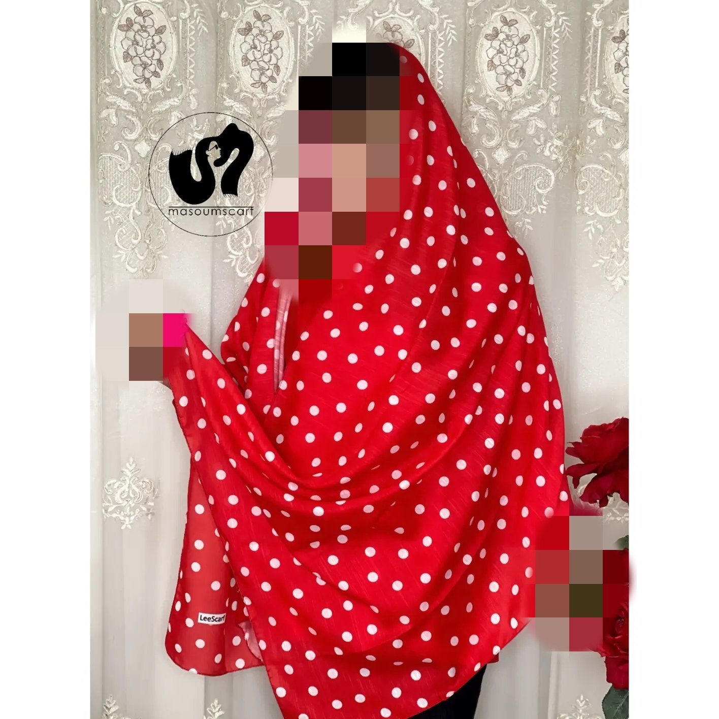 شال خال خالی قرمز