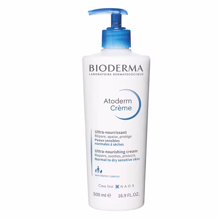 کرم مرطوب کننده صورت و بدن اتودرم بایودرما مناسب استفاده برای تمامی پوست ها  | Bioderma Atoderm Cream For Normal to Dry Sensitive Skin 500ml