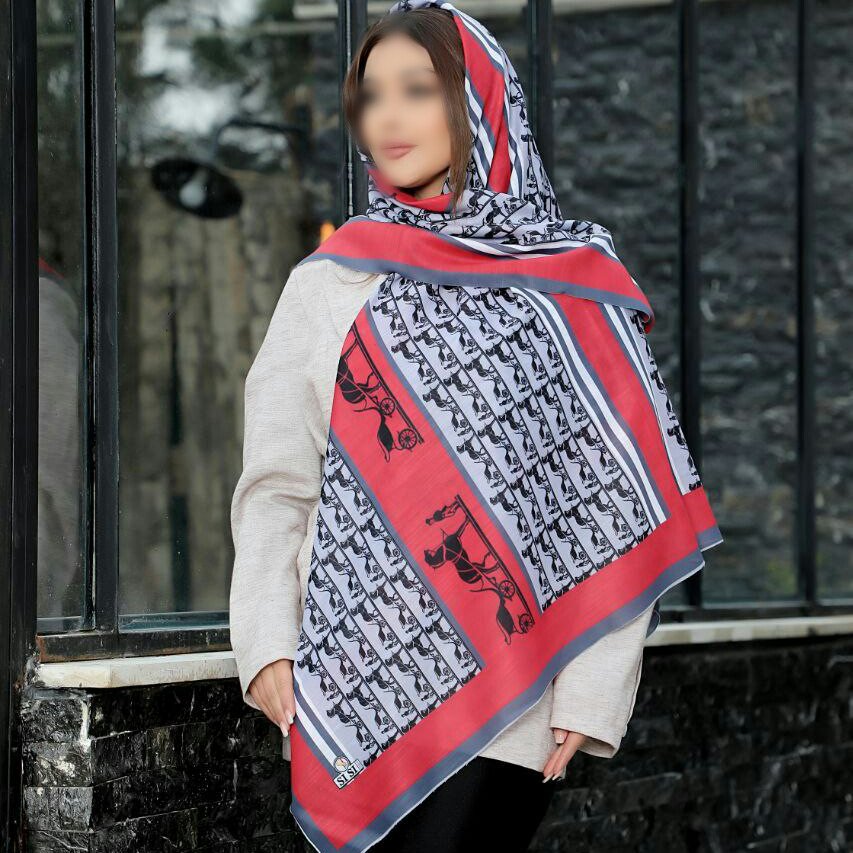 روسری نخی تک رنگ قواره 135ترند دیجیتال طرح شیک رنگ سال 1402 2023 سرخابی صورتی طوسی