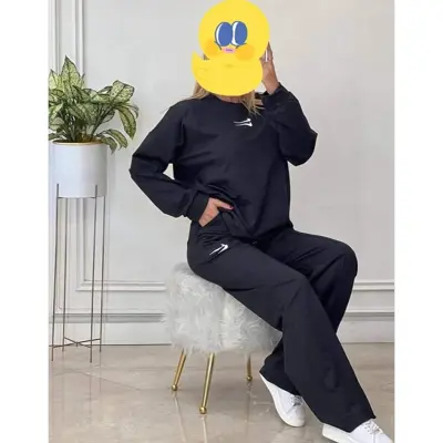 ست دورس  شلوارنایک مشکی سوپر دونخ پنبه فری سایز