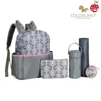 کوله پشتی لوازم کودک 4 تیکه طوسی صورتی کالرلند Colorland