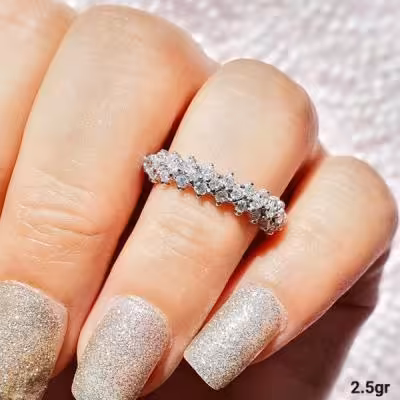 انگشتر نقره زنانه طرح تنیسی درخشان و ظریف کد 9030