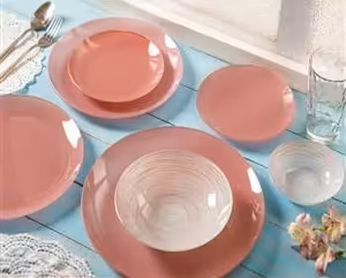 سرویس غذاخوری 25 پارچه آرکوفام طرح صورتی گرد