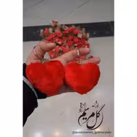 جا کلیدی مخملی طرح دار مدل قلب رنگ قرمز  بزرگ       