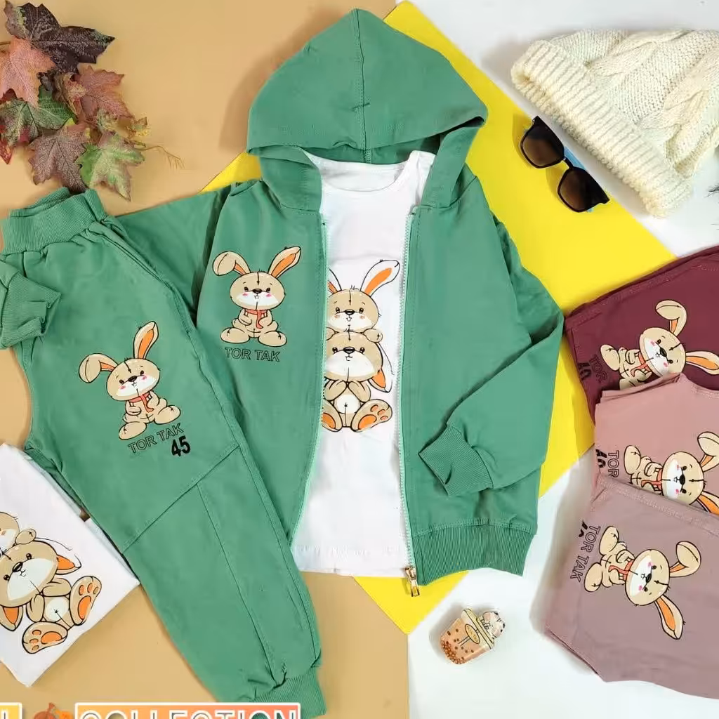 ست سه تیکه خرگوشی سویشرت شلوار خرگوشی اسپرت