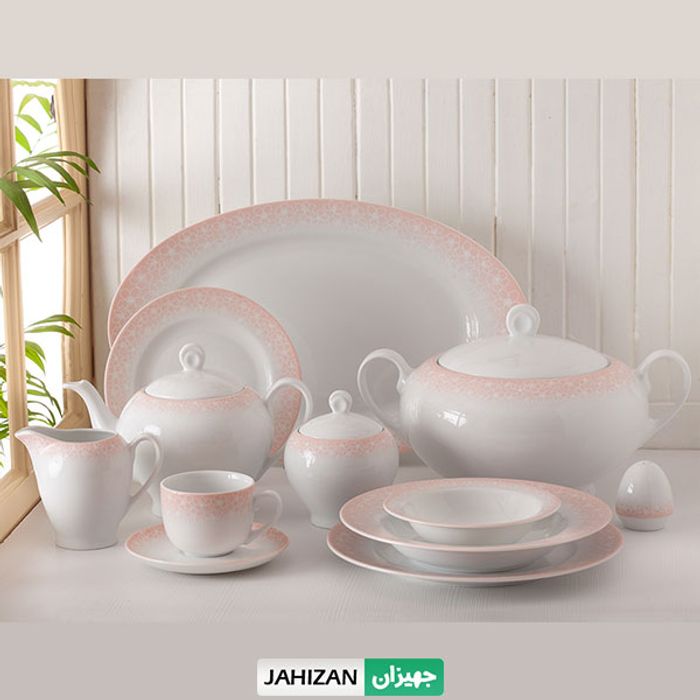 سرویس چینی زرین 102پارچه ساکورا صورتی سری ایتالیا