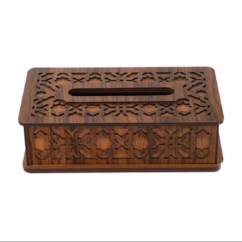 جا دستمال کاغذی چوبی مدل نگین کد BF 012-G