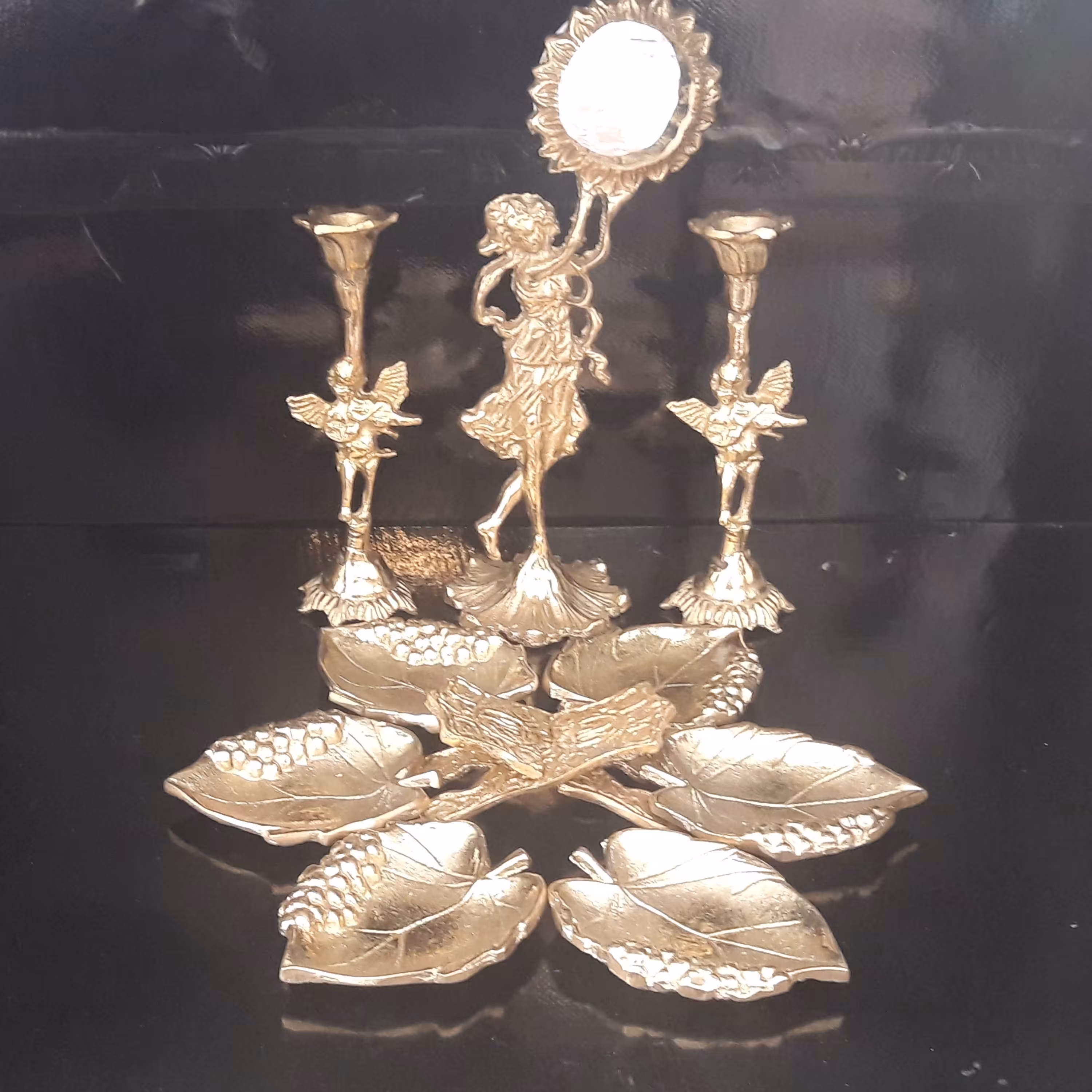 هفت سین برنز  و رحل و آینه شمعدان برنز ست کامل