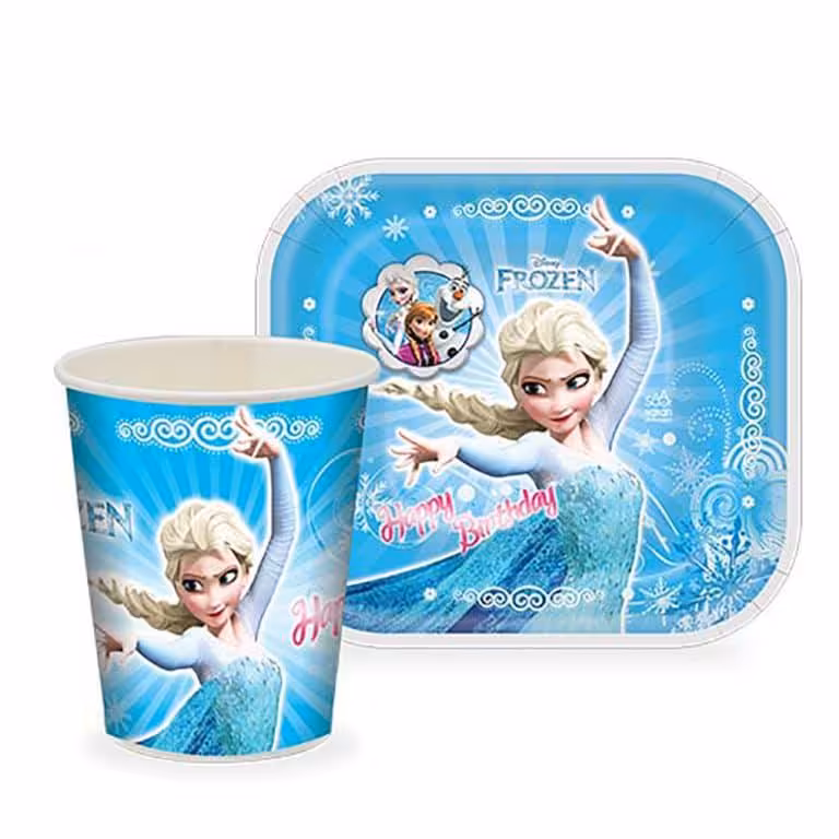 پیش دستی و لیوان تم تولد فروزن | 10 عددی