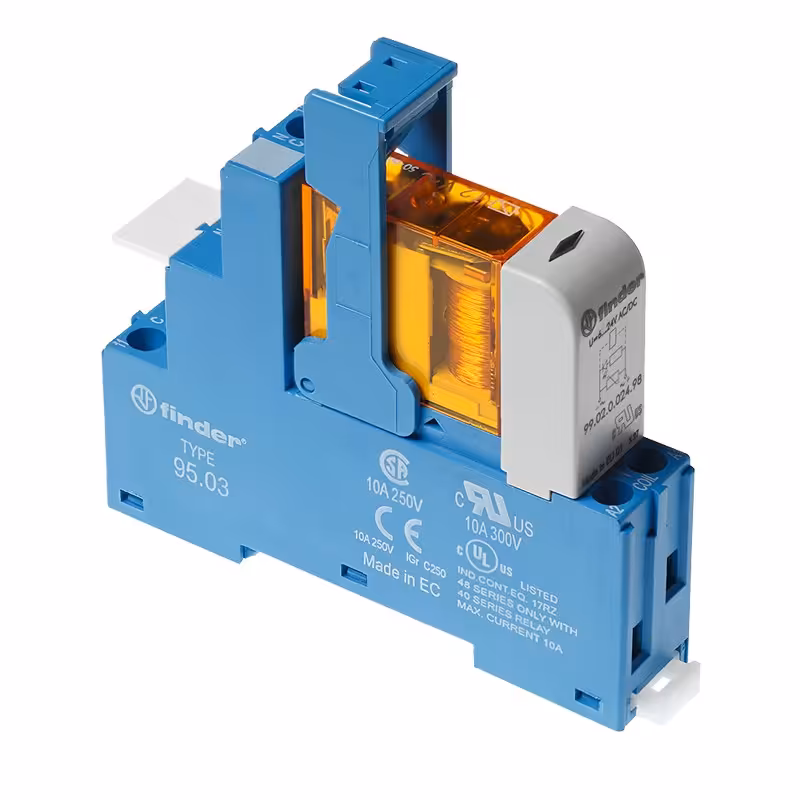 رله شیشه ای 220VAC فیندر دو کنتاکت 8 آمپر  48.52.8.230