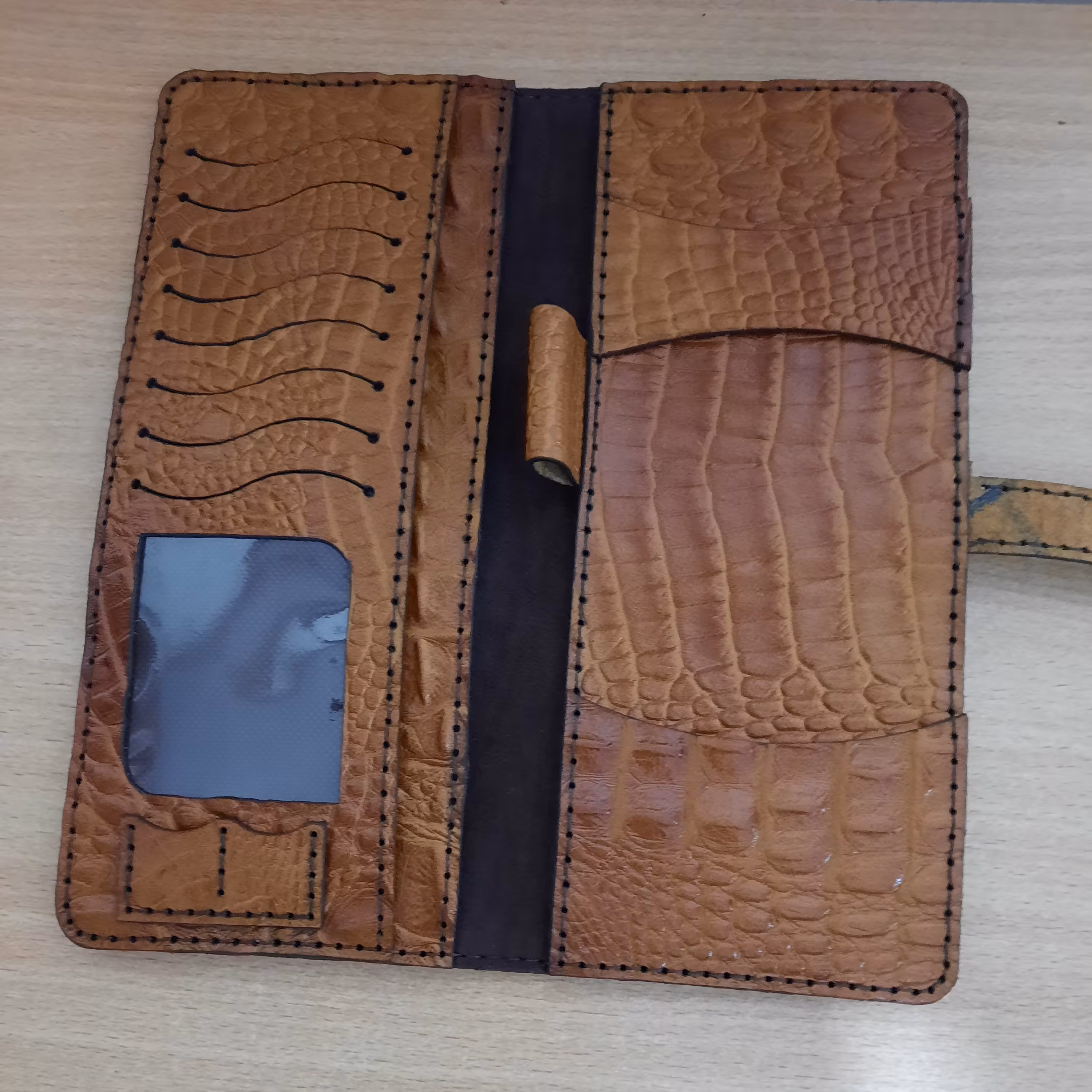 دسته چک چرم گاوی کروکودیل  کد666