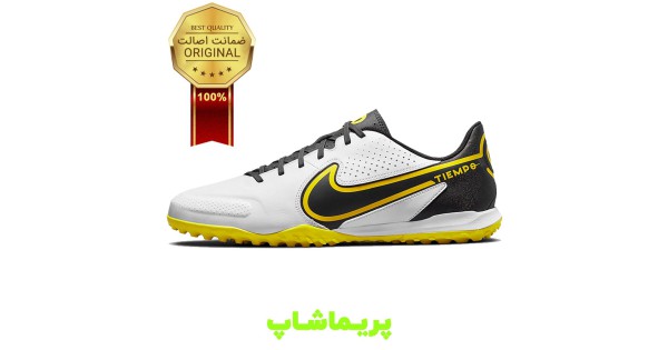 خرید کفش چمن مصنوعی نایک تمپو لجند9 آکادمی سفید زرد اورجینال