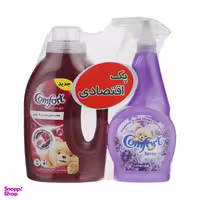 مایع لباسشویی کامفورت مدل لباس های رنگی وزن 1.1 کيلوگرم به همراه اسپری خوشبو کننده کامفورت مدل اسطوخدوس حجم 500 میلی لیتر