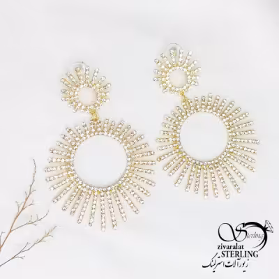 گوشواره حلقه خورشیدی جواهری کد 12213