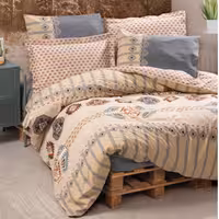 ست ملحفه کاتن باکس مدل Ethnic Dakota Gri تکنفره 3 تکه