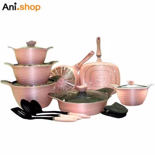 سرویس قابلمه 16 پارچه رنگ رز گلد مدل UN-7743 کد 237