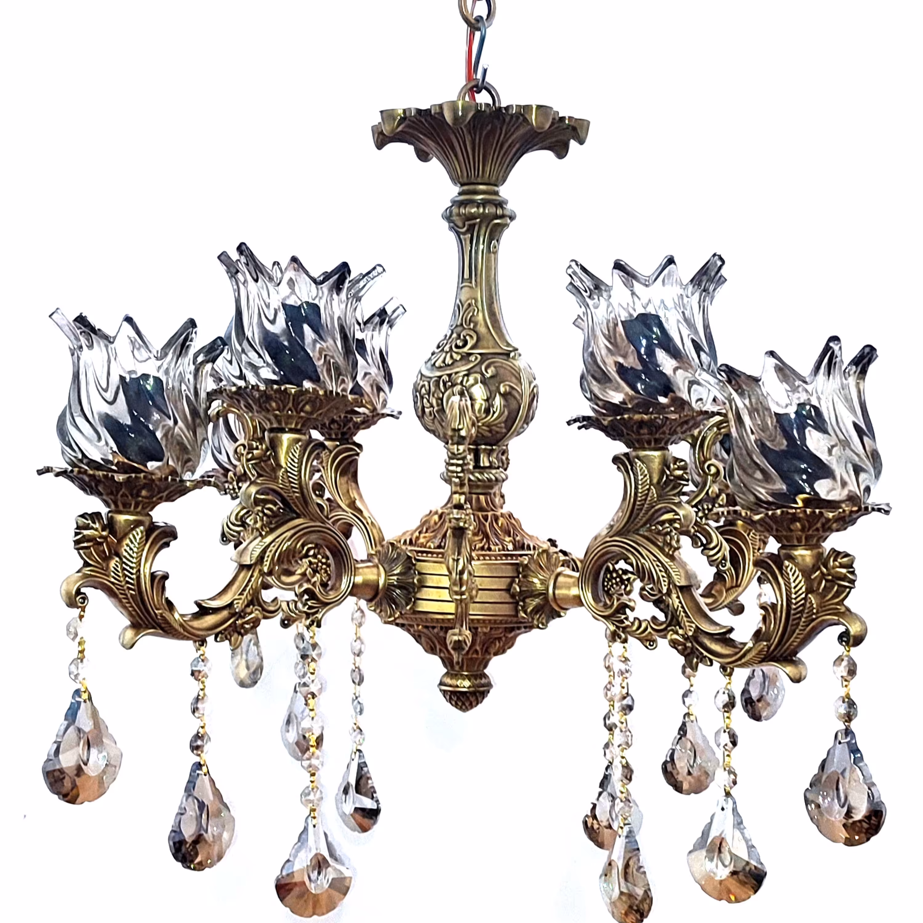 لوستر  4 شاخه و 8 شعله مدل آرامیس رنگ آنتیک با ده سال ضمانت آبکاری