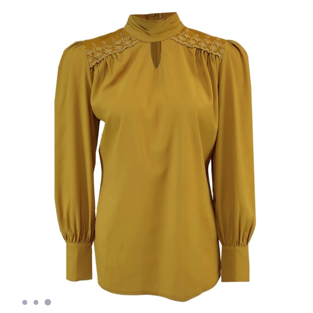 تخفیف ویژه شومیز زنانه خردلی سایز38 تا42 ارسال رایگان