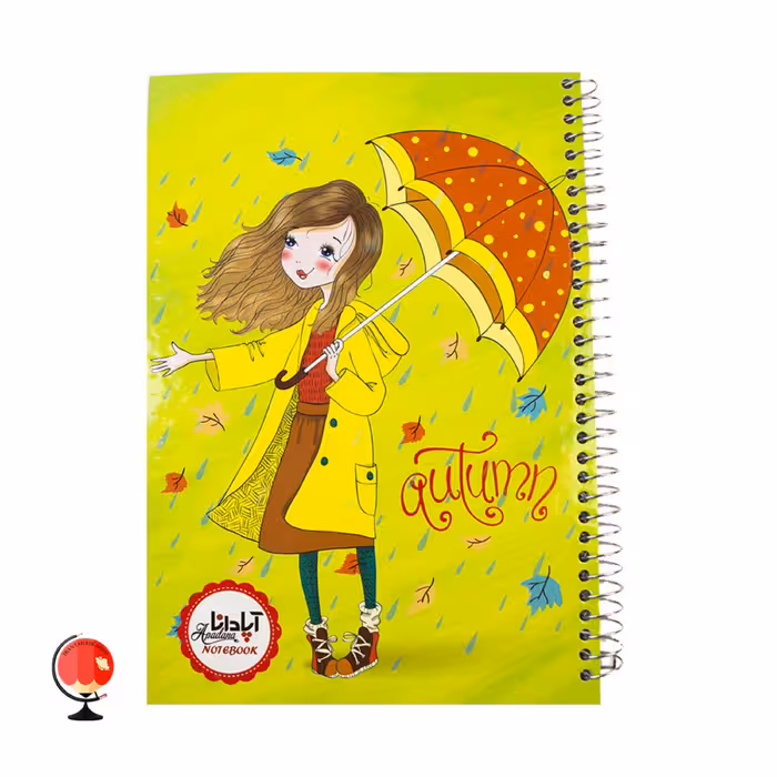 دفتر 100 برگ سیمی جلد سخت برند آپادانا طرح دختر پاییزی کد 1592